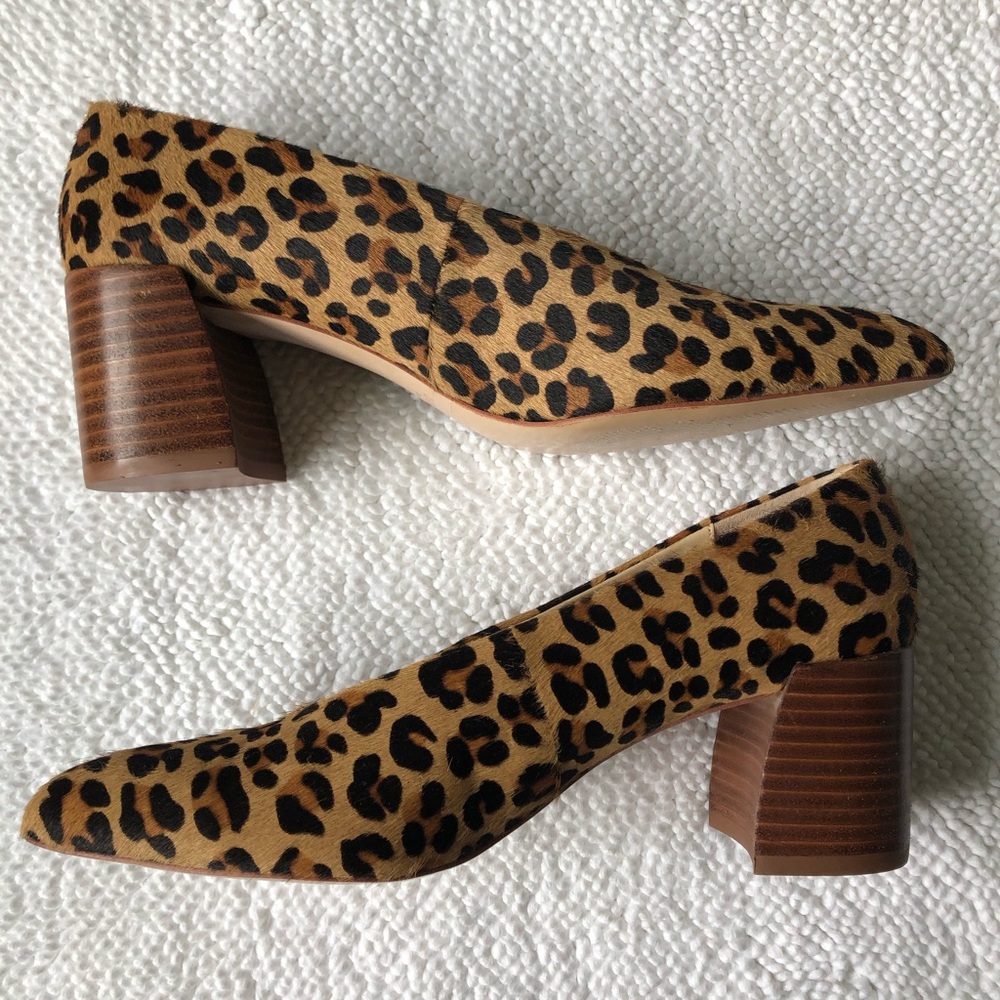Zara basic leopard print calf hair pump
